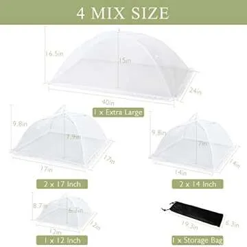 Wokuya 7Pack Various Size (40x24*1,17x17*2,14x14*2,12x12*2) Pop-up Food Tents Food Covers for Outside Mesh to Keep Bugs away,Reusable Collapsible Food Nets for Picnic Party BBQ Wedding Fruit