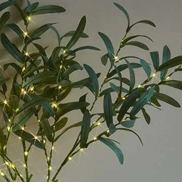 Lighted Olive Branches 24IN with Timer 45LED Warm White