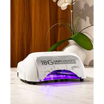 Gelish 18G Unplugged LED Light - Portable, Rechargeable, 36W, White & Silver, Intelligent Power Assi...