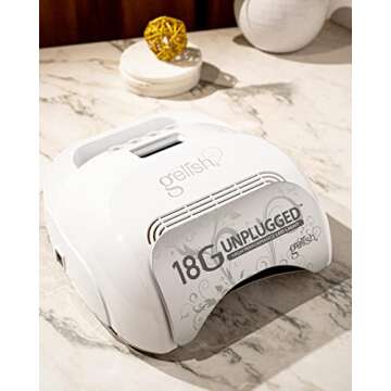 Gelish 18G Unplugged LED Light - Portable, Rechargeable, 36W, White & Silver, Intelligent Power Assist, Motion Sensors, Timer, Magnetic Tray, Ergonomic Design Gel Lamp, Nail Lamp, Gel Nail Light