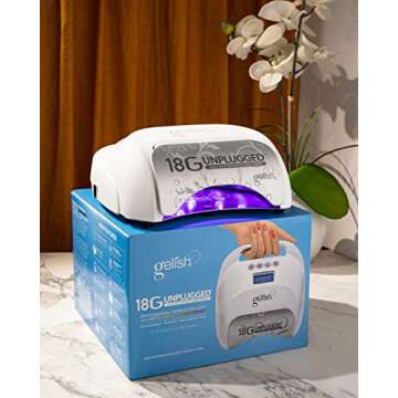 Gelish 18G Unplugged LED Light - Portable, Rechargeable, 36W, White & Silver, Intelligent Power Assist, Motion Sensors, Timer, Magnetic Tray, Ergonomic Design Gel Lamp, Nail Lamp, Gel Nail Light