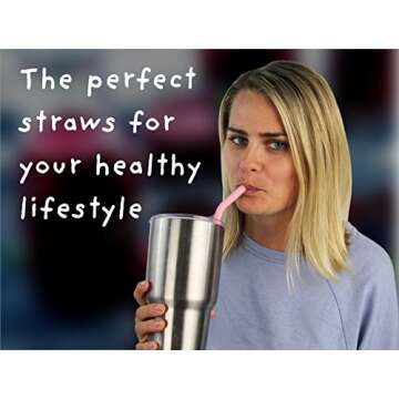 Reusable Silicone Drinking Straws - Big Size with Curved Bend for Tumblers Made from BPA Free No-Rubber Silicon - Flexible, Collapsible, Chewy, Bendy, Safe for Kids/Toddlers