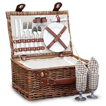 SatisInside Picnic Basket with Insulated Liner for 2