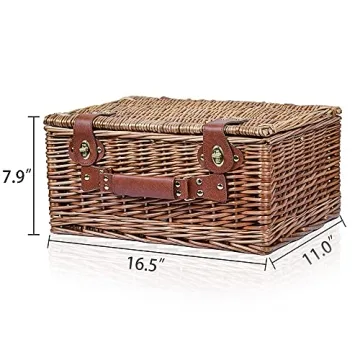 SatisInside Picnic Basket with Insulated Liner for 2