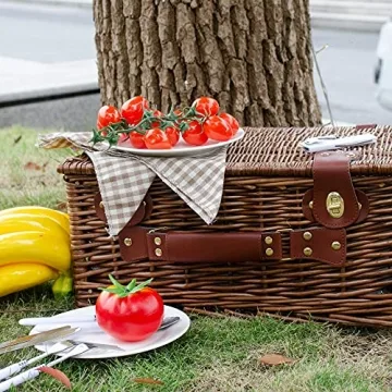 SatisInside Picnic Basket with Insulated Liner for 2
