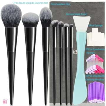 Makeup Brushes, 7Pcs Premium Synthetic Make up Brush Set, Eye Shadow Foundation Powder Blush Silicon...