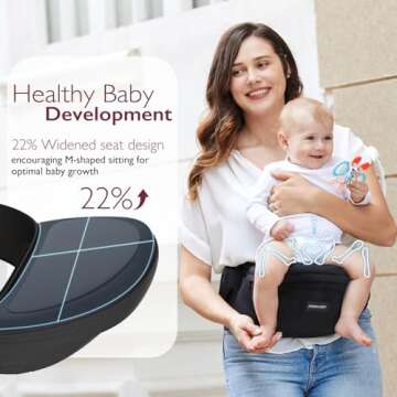 Momcozy Hip Seat Baby Carrier - Adjustable Waistband with Original 3D Belly Protector, Ergonomic Car...