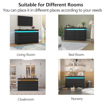 Gyfimoie 6 Drawer Dresser with Led Light and Outlet