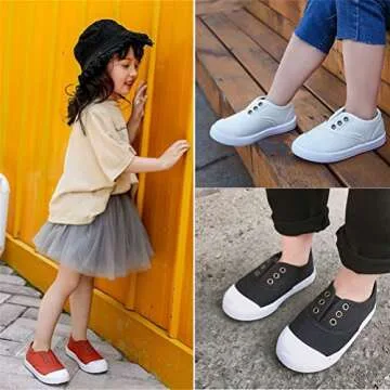 Timatego Toddler Boys Girls Canvas Slip On Shoes Lightweight Casual Kids Sneakers School Runing Tenn...