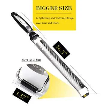 Ourokhome Kitchen Lemon Zester, Stainless Steel Hand Held Parmesan Cheese Grater for Ginger, Chocolate, Coconut, Lime, Nutmeg, Citrus, Fruit, Vegetable with Cleaning Brush, Dishwasher safe, Black