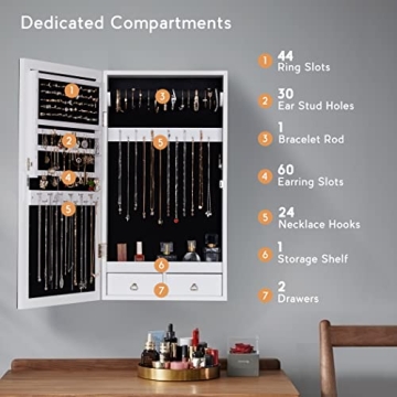 LAVIEVERT LED Lighted Jewelry Armoire for Elegant Storage