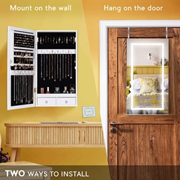 LAVIEVERT LED Lighted Jewelry Armoire for Elegant Storage