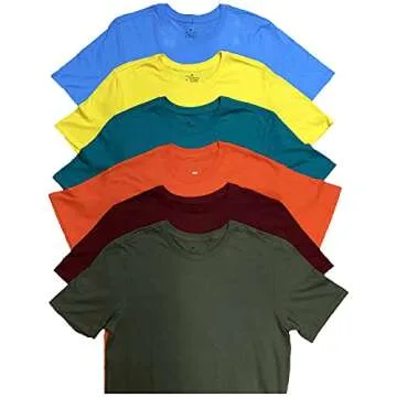 SOCKS'NBULK 12 Pack Mens Cotton Crew Neck Regular T-Shirts Bulk Short Sleeve Lightweight Tees Mix Colors, Size (Mix Color, Large)