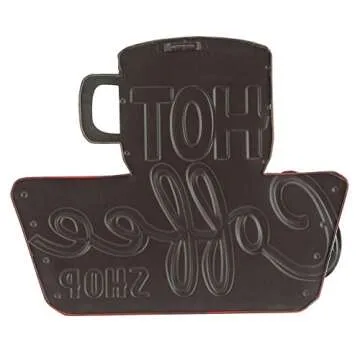 Hot Coffee Shop Embossed Metal Sign - Vintage Diner Coffee Sign for Kitchen, Office or Coffee Bar