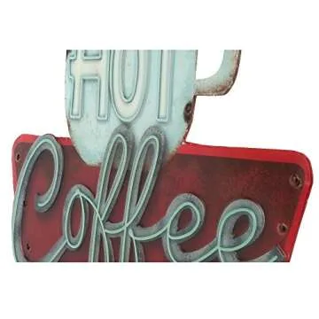 Hot Coffee Shop Embossed Metal Sign - Vintage Diner Coffee Sign for Kitchen, Office or Coffee Bar