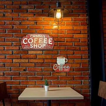 Hot Coffee Shop Embossed Metal Sign - Vintage Diner Coffee Sign for Kitchen, Office or Coffee Bar