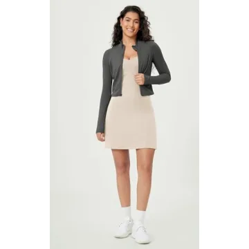 ODODOS Women's Cloud Feeling Tank Dress with Separate Shorts and Built in Bra U Back Mini Tennis Dress, Oat Milk, Small