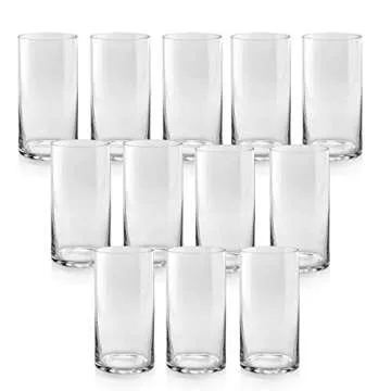 Set of 12 Glass Cylinder Vases 8 Inch Tall - Multi-use: Pillar Candle, Floating Candles Holders or Flower Vase – Perfect as a Wedding Centerpieces.