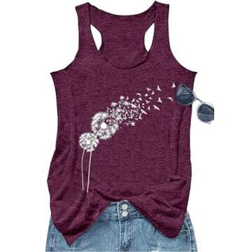 Vintage Mandala Graphic Tank Tops for Women - Summer Beach Cami (Purple2, S)