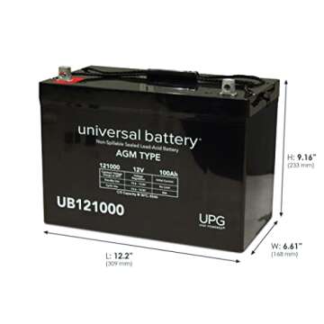 UPG Universal Power Group 12V 100Ah Solar Wind AGM SLA DEEP Cycle VRLA Battery 12V 24V 48V