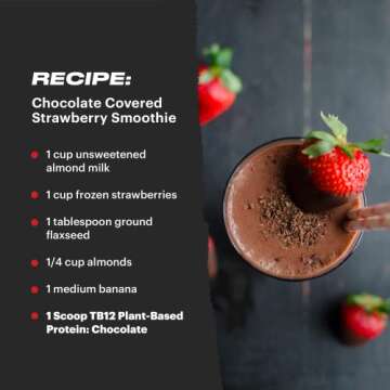 TB12 Plant Based Protein Powder by Tom Brady, 24g of Vegan Pea Protein, Low Sugar, Low Carb, Non-GMO, Meal Replacement, Keto Friendly, Paleo, Sugar Free, Chocolate Flavor (30 Servings/2.25lbs)