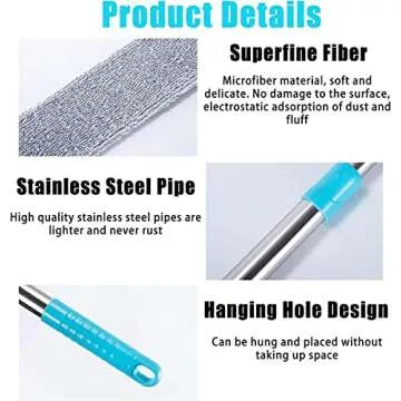 Retractable Gap Dust Clean Under Appliance Microfiber Duster Dust Cleaning Brush with Extendable 3 Pole (31.5''-59.1''),Bendable Removable Washable Gap Dust Cleaner for Sofa Bed Furniture Bottom