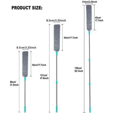 Retractable Gap Dust Clean Under Appliance Microfiber Duster Dust Cleaning Brush with Extendable 3 Pole (31.5''-59.1''),Bendable Removable Washable Gap Dust Cleaner for Sofa Bed Furniture Bottom
