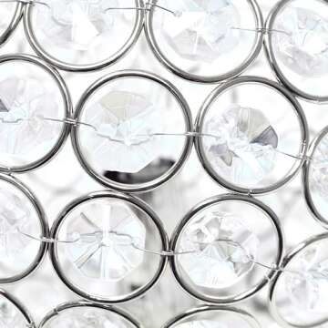 Elegant Designs LT1026-CHR 8" Elipse Crystal Collection Metal Crystal Ball Sequin Table Desk Lamp for Accent Lighting, Décor, Living Room, Chrome