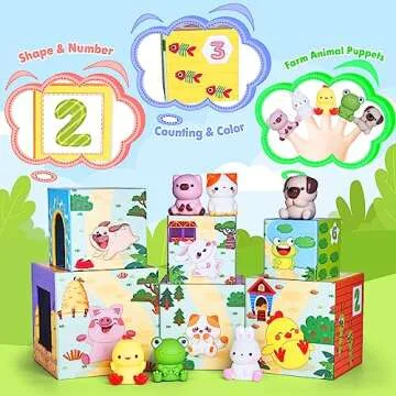 ShyLizard Nesting Block Toys with Finger Puppets for Toddlers