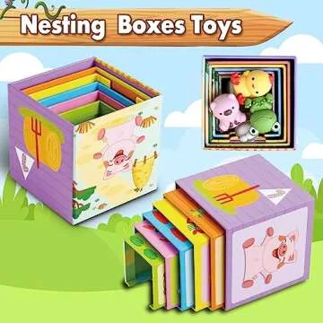 ShyLizard Nesting Block Toys with Finger Puppets for Toddlers
