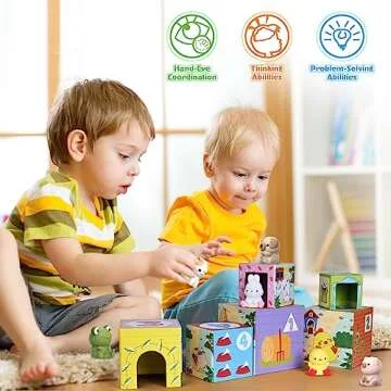 ShyLizard Nesting Block Toys with Finger Puppets for Toddlers