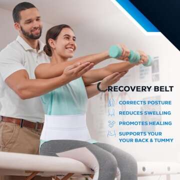 NYOrtho Abdominal Binder Lower Waist Support Belt - Compression Wrap for Men and Women MADE IN USA (45" - 60") 4 Panel - 12" - Made in USA