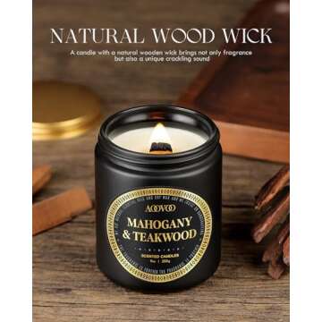 AOOVOO Scented Candles for Men - Mahogany & Teakwood Candles for Home Scented | Crackling Wood Wick ...