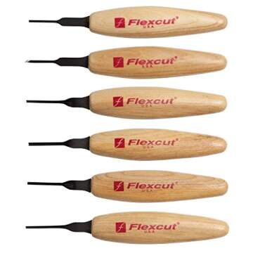 Flexcut Carving Tools 1.5mm Mixed Profile Micro Tool Set of 6 MT910 | Fine Detail Wood Carving Kit | 1095 High Carbon Steel Blades | Solid Ash Wood Handles | Made in U.S.A.