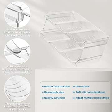 Fabspace Water Bottle Organizer, Stackable Water Bottle Holder for Kitchen Pantry, Fridge, Cabinet, Stackable Cup Holder for Wine, Water, Drink-4 Pack, Each Rack Holds 5 Containers