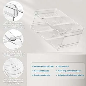 Fabspace Water Bottle Organizer, Stackable Water Bottle Holder for Kitchen Pantry, Fridge, Cabinet, Stackable Cup Holder for Wine, Water, Drink-4 Pack, Each Rack Holds 5 Containers