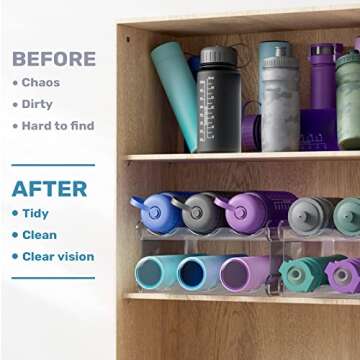 Fabspace Water Bottle Organizer, Stackable Water Bottle Holder for Kitchen Pantry, Fridge, Cabinet, Stackable Cup Holder for Wine, Water, Drink-4 Pack, Each Rack Holds 5 Containers
