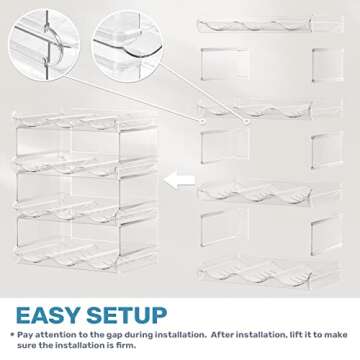 Fabspace Water Bottle Organizer, Stackable Water Bottle Holder for Kitchen Pantry, Fridge, Cabinet, Stackable Cup Holder for Wine, Water, Drink-4 Pack, Each Rack Holds 5 Containers