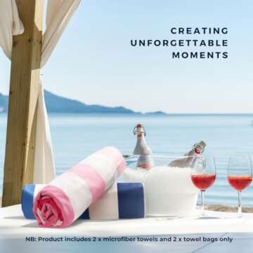 Mr and Mrs Beach Towels Set of 2 – Microfiber His and Hers Beach Towels. Just Married Beach Towels for Honeymoon Gift. Groom and Bride Beach Towel in Blue and Pink.