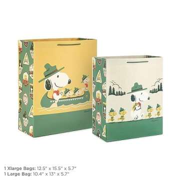 Hallmark Peanuts Gift Bag Bundle - 2 Sizes for Gifting
