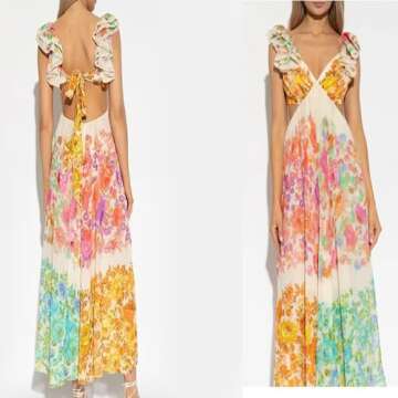 Generic Floral Summer Dress: Women's Boho Flowy Midi Dress, Perfect for Any Occasion