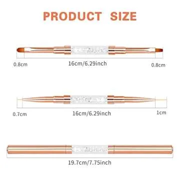 GoodSing Acrylic Nail Art Liner Painting Brushes [2 Pack], Dual-end Nail Striping Flat Drawing Brushes Tools for Painting Lines, Details, Plaid, Rose Gold
