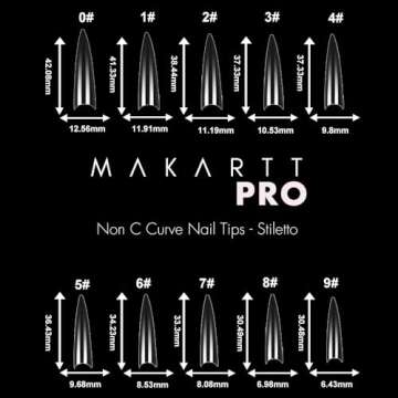 MakarttPro Non C-Curve Half Cover Nail Tips for Professional Nail Technicians and Beginners (Stilett...