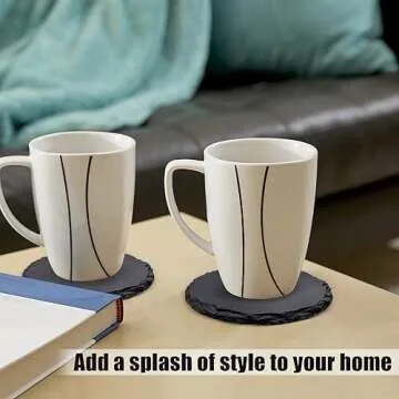 VIBRATITE 6 Pack Round Slate Drink Coasters for Home Decor