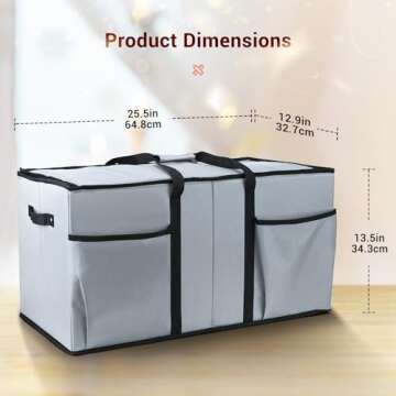 Christmas Ornament Storage Box, Mrrihand Xmas Decoration Organizer with Adjustable Dividers - Storag...