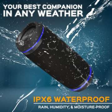 TREBLAB HD77 - Bluetooth Speaker - Loud 360° HD Surround Sound w/Bass, 30W Stereo, IPX6 Waterproof, 20H Battery Portable Speaker w/Bluetooth, Outdoor Speaker. (Renewed)