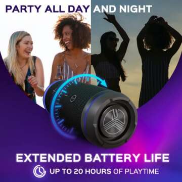 TREBLAB HD77 - Bluetooth Speaker - Loud 360° HD Surround Sound w/Bass, 30W Stereo, IPX6 Waterproof, 20H Battery Portable Speaker w/Bluetooth, Outdoor Speaker. (Renewed)