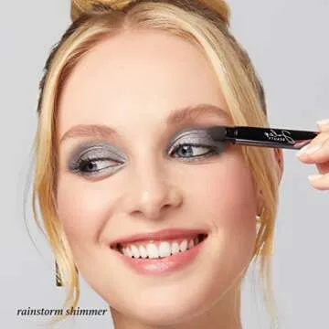 Julep Eyeshadow 101 Crème-to-Powder Waterproof Shadow Stick – Rainstorm Shimmer – Long-Lasting, Crease-Proof, Deep Silver Shimmer Cream Eyeshadow with Built-in Smudger