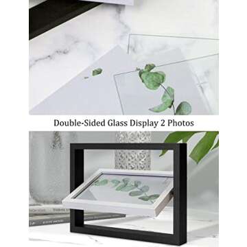 SUMGAR Picture Frame 5x7 Double Sided Rotating Modern Wooden Floating Frames for Plants, Family, Friends - Modern Black and White Design - Set of 2 for Mum Dad Graduations Wedding Housewarming