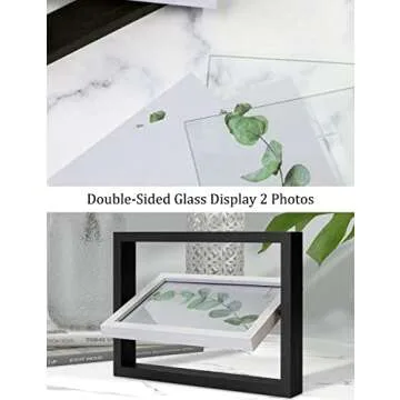 SUMGAR Picture Frame 5x7 Double Sided Rotating Modern Wooden Floating Frames for Plants, Family, Friends - Modern Black and White Design - Set of 2 for Mum Dad Graduations Wedding Housewarming
